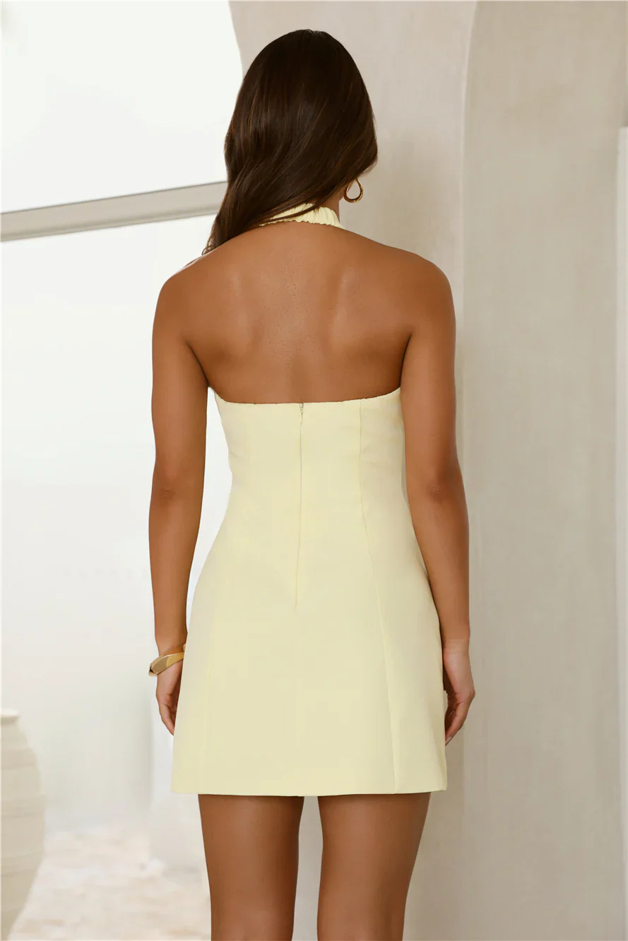 Studio Glow Halter Mini Dress Yellow