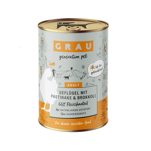 Grau Adult Dog Food - Beef, poultry and 4 vegetables - Tin - 6 x 200g