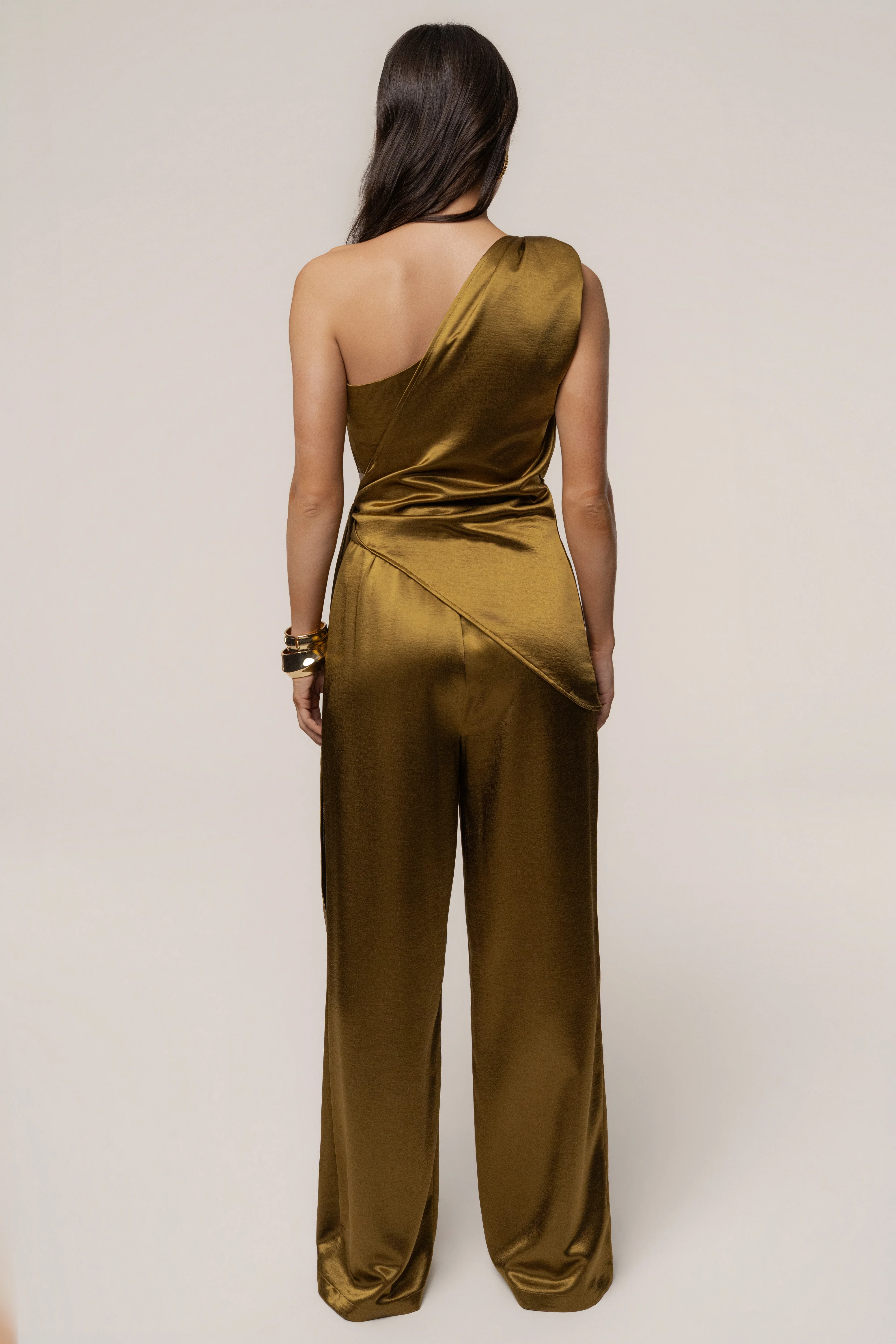 Olive Palmera Satin Top