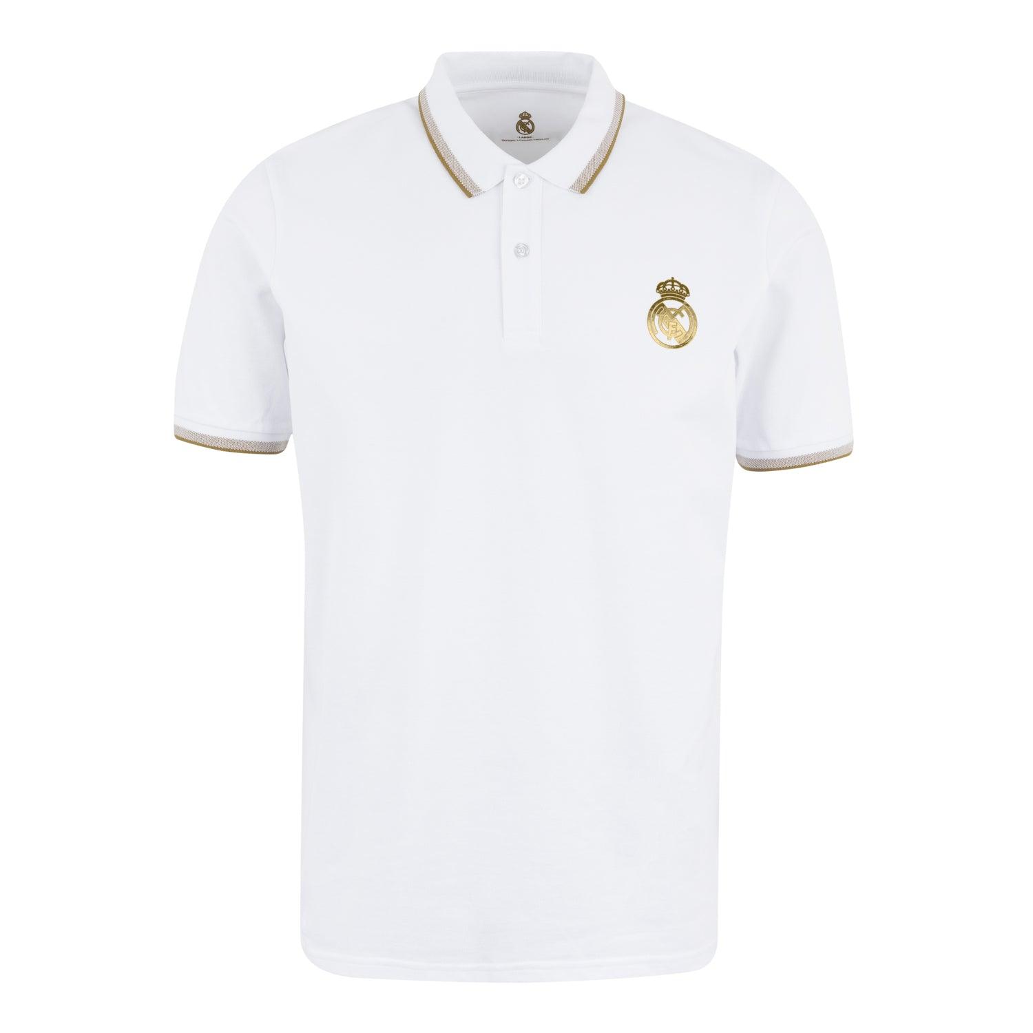 Mens White & Gold Polo