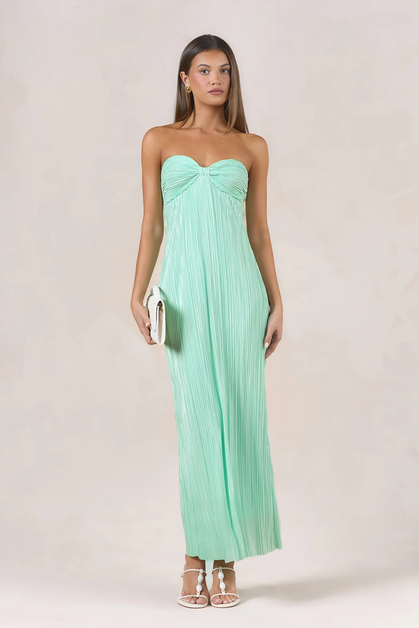 Island Solitude Plisse Strapless Maxi Dress Aqua