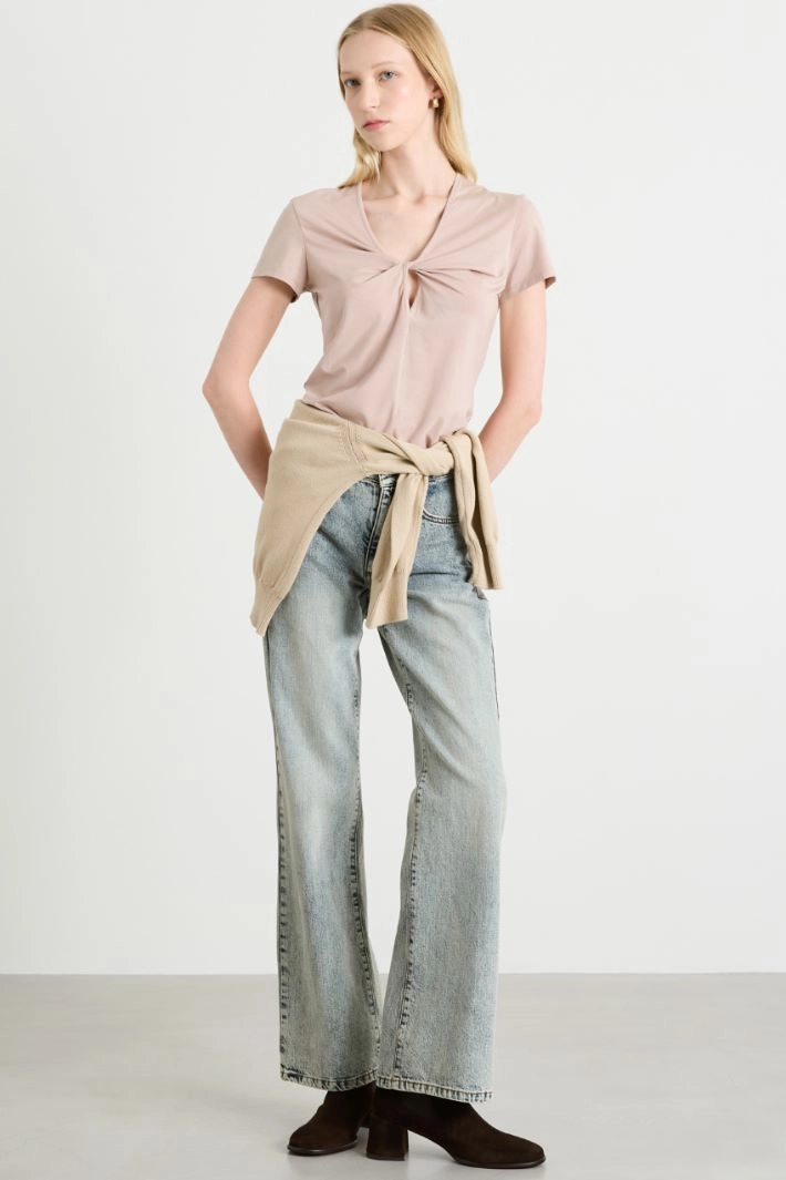 T-shirt with knot - POWDER PINK