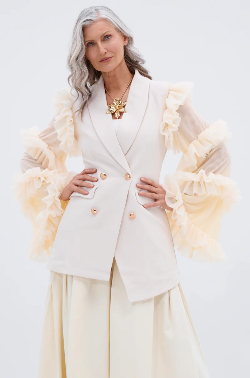 Living Over The Top Ruffle Sleeve Blazer Mini Dress