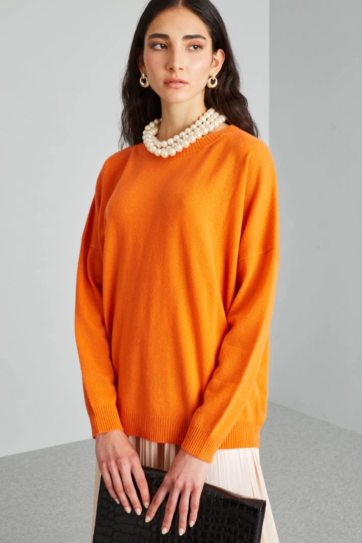 Wool and cashmere sweater - ORANGE