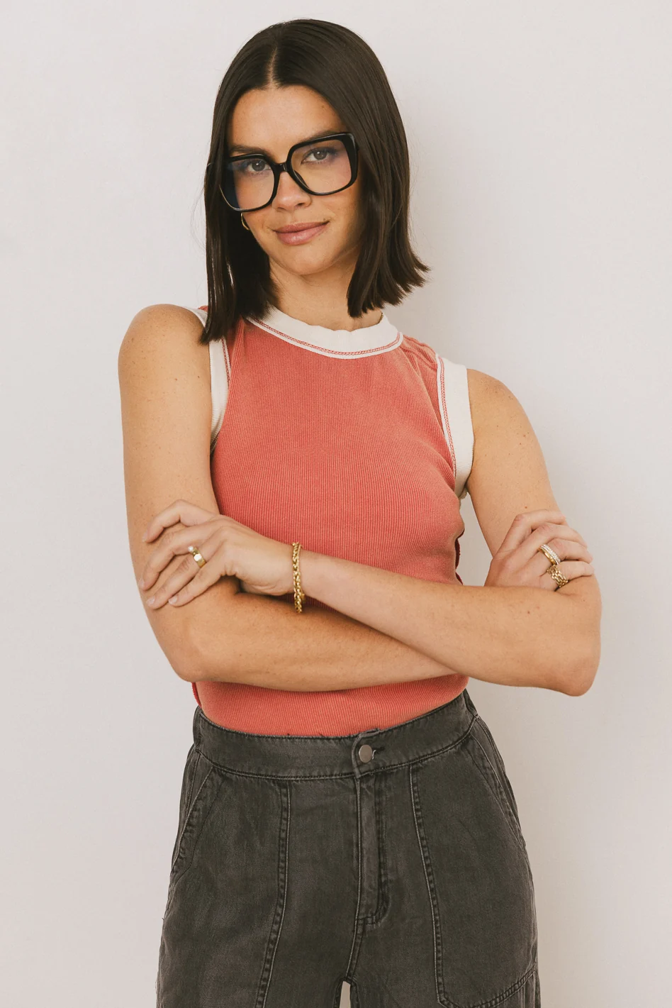 Lilah Reverse Seam Tank in Red