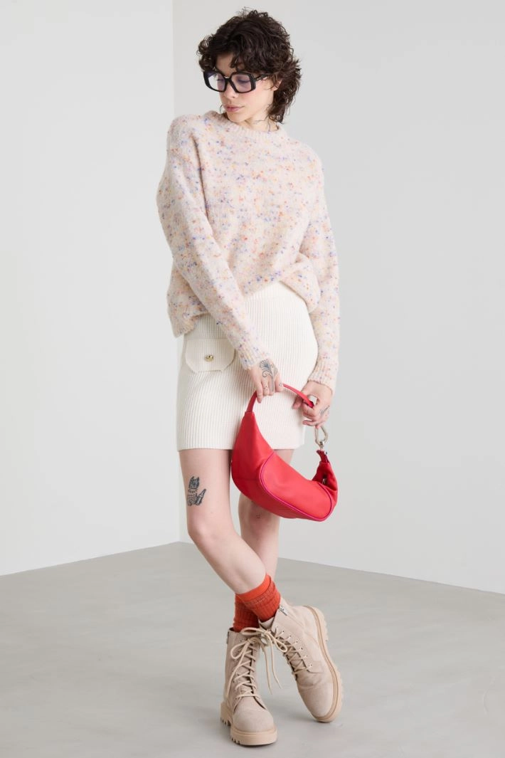 Knit mini skirt - CREAM