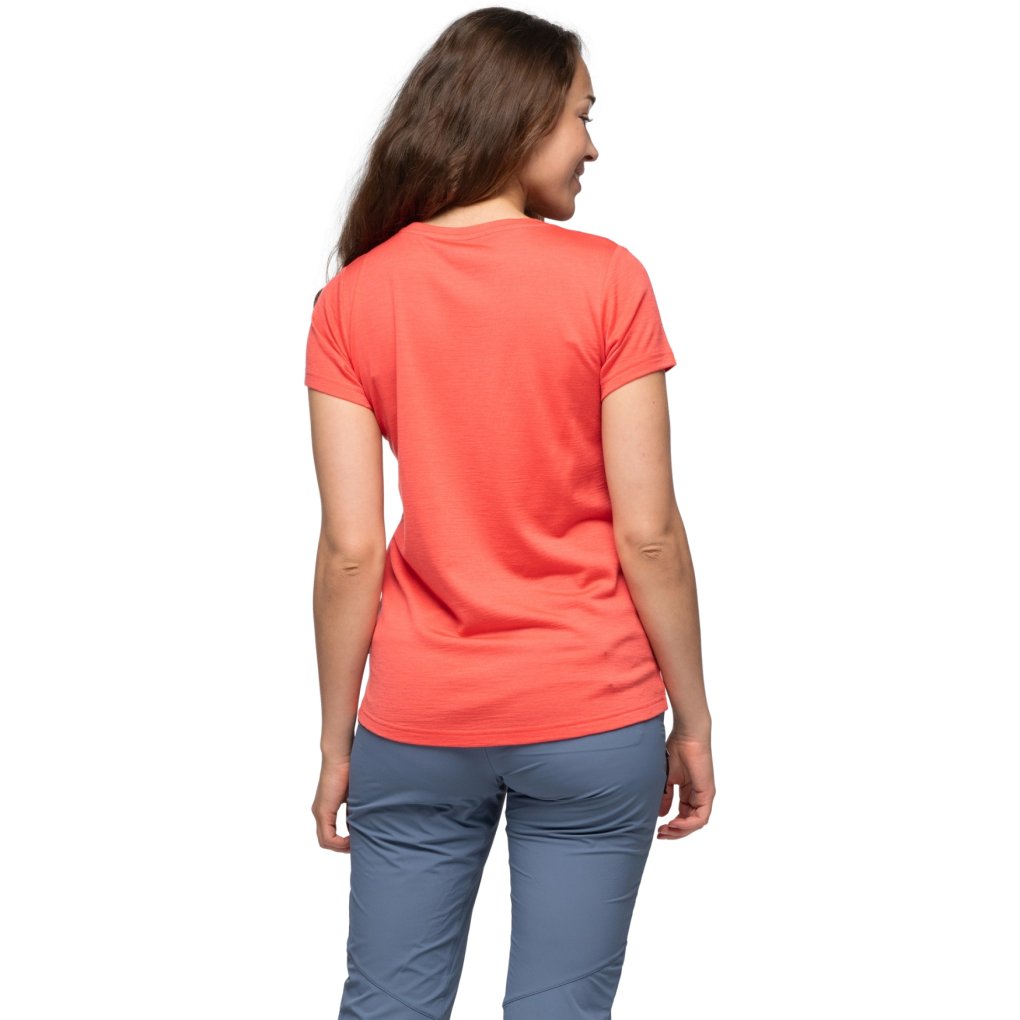 Bergans Vaagaa Adventure Merino Tee Women - peachy red/granite blue mgv