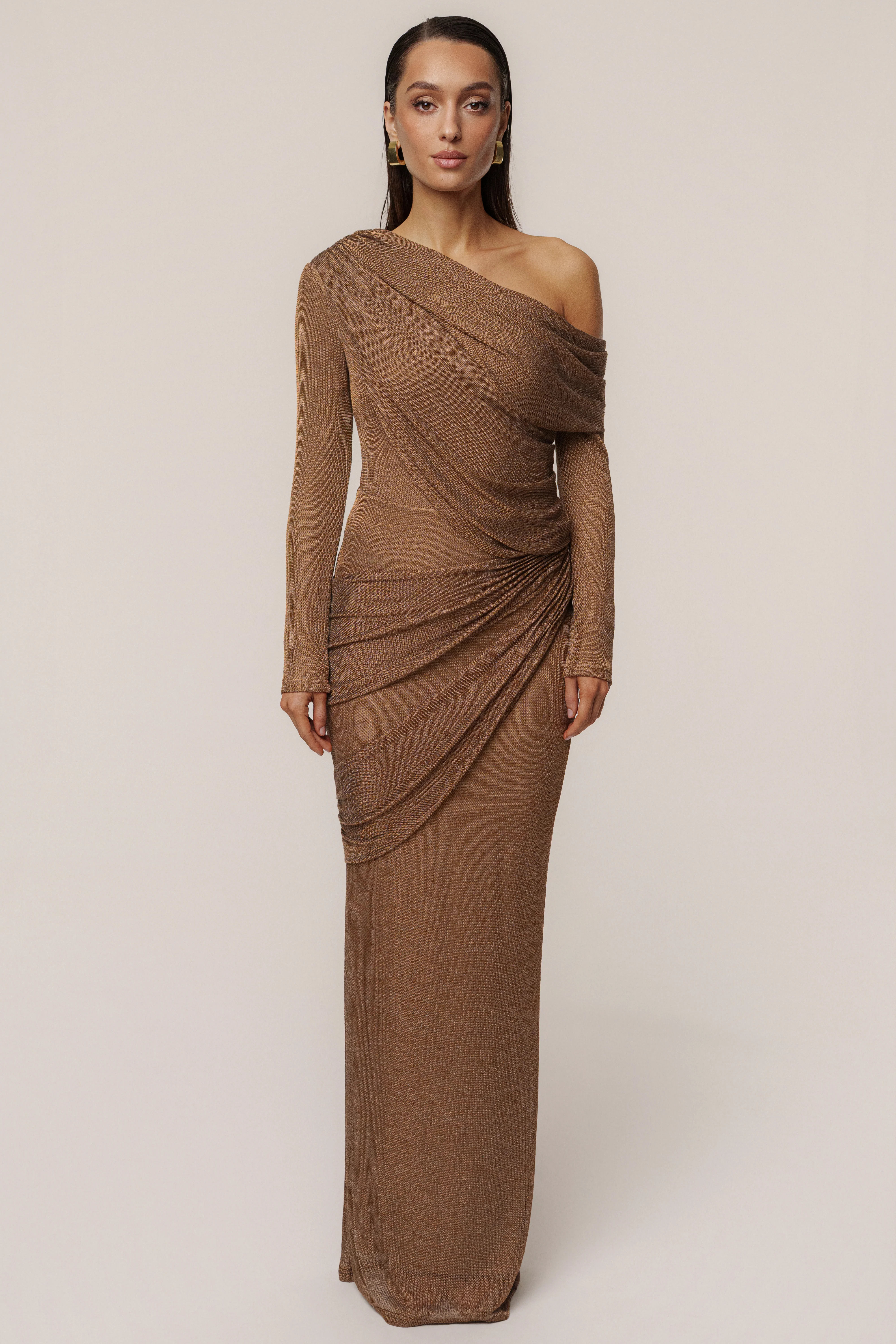 Bronze Opulent Metallic Maxi Skirt