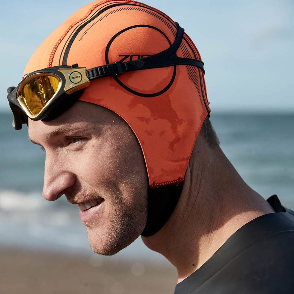 Zone3 Neoprene Swim Cap - hi-vis orange