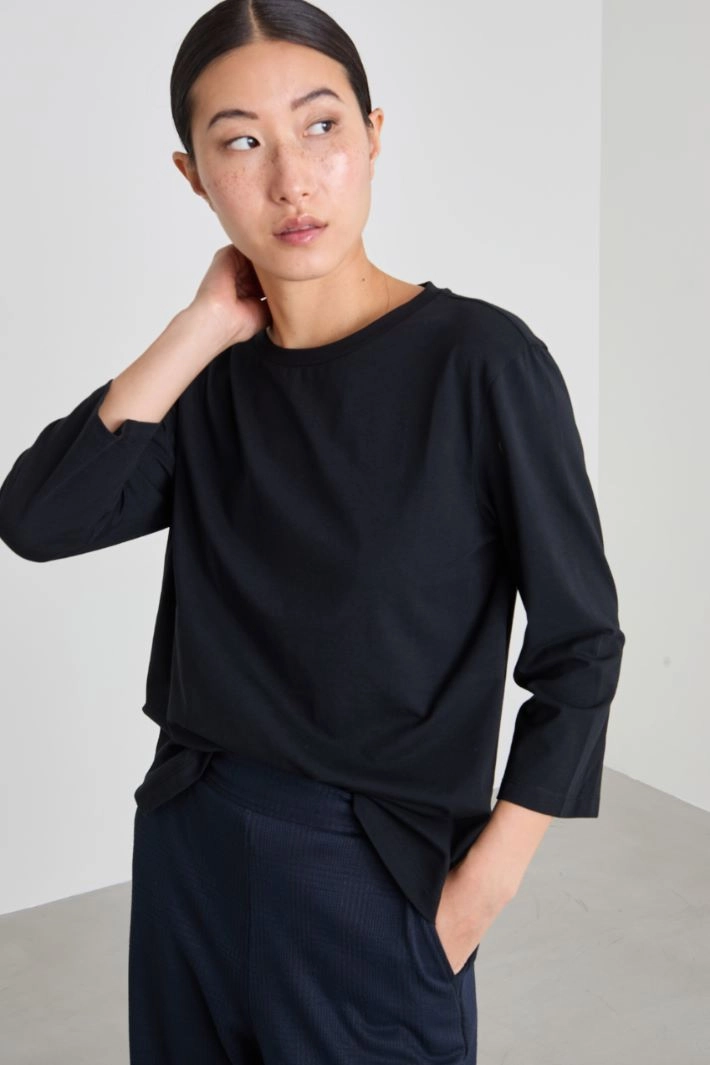Jersey boat-neck T-shirt - BLACK
