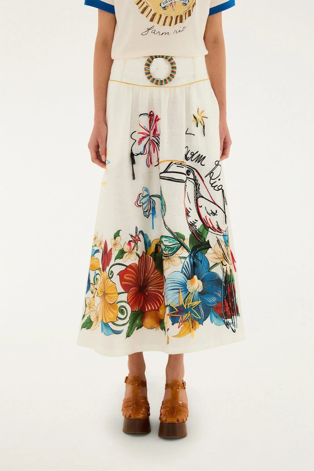 Off-White Tropi Embroidered Maxi Skirt