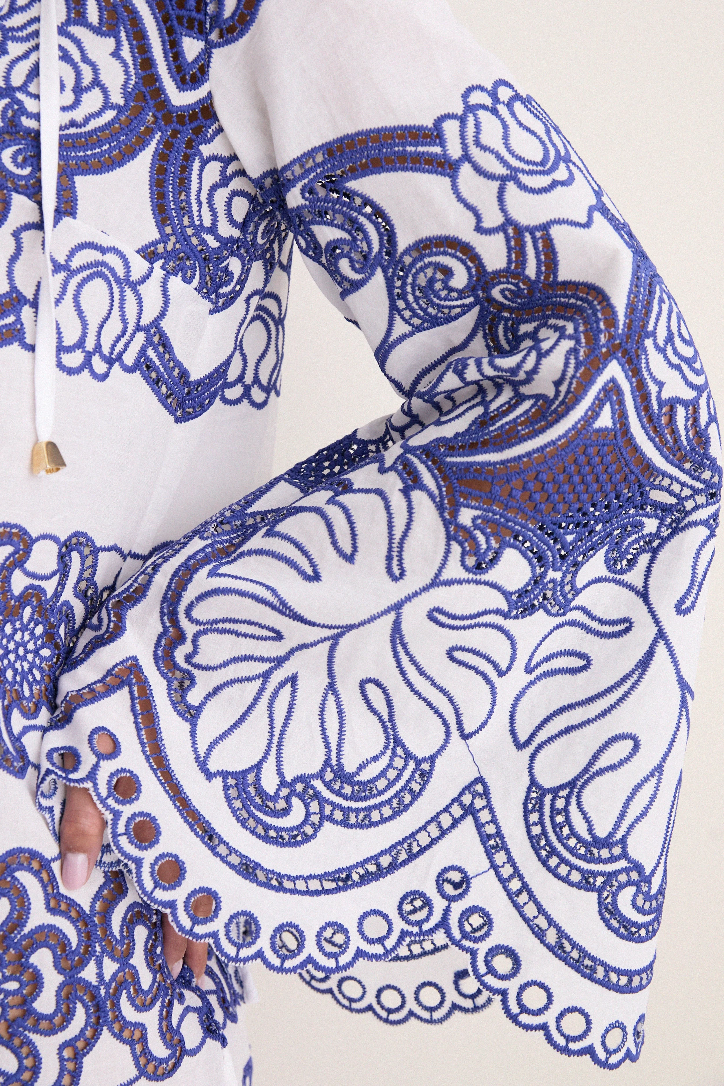 White and Blue Clea Lace Dress
