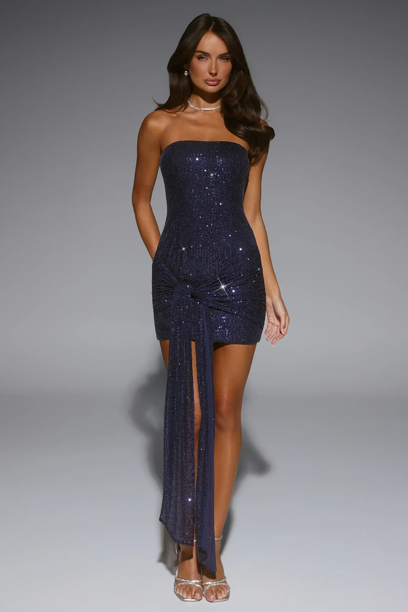 Own It Fully Strapless Sequin Mini Dress Navy