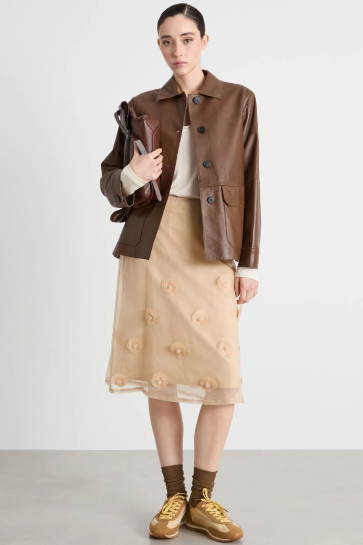 Straight-fit single-breasted jacket - BROWN
