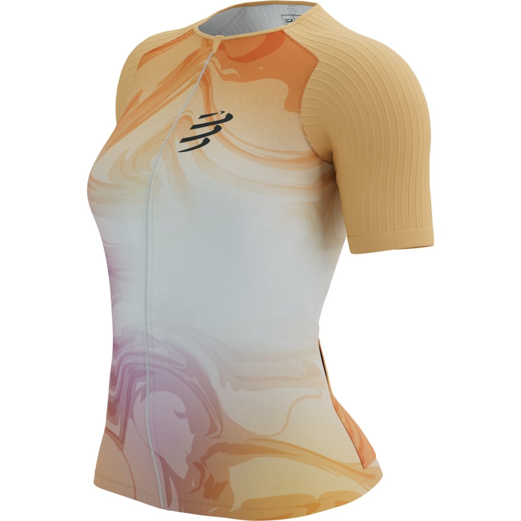 Compressport Tri Postural Aero Short Sleeve Top Women - buff orange print