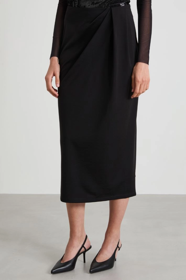 Draped Jersey Skirt - BLACK