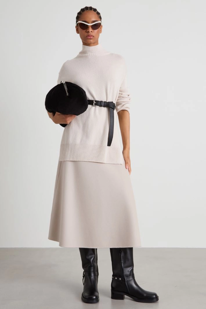 Flared wool skirt - LIGHT DOVE GREY