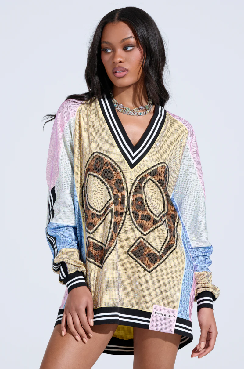 Ryan Colorblock Rhinestone Jersey Mini Dress In Pastel