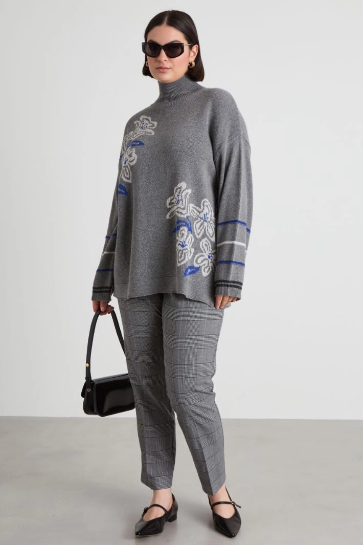 Yarn-dyed cigarette trousers - GREY