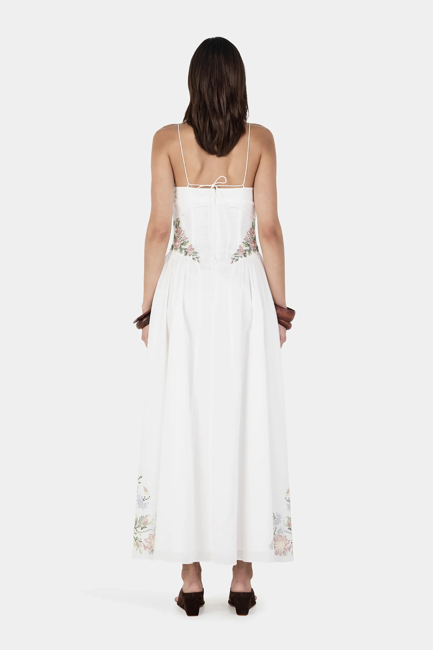Aisha Maxi Dress Ditsy Cross Stitch