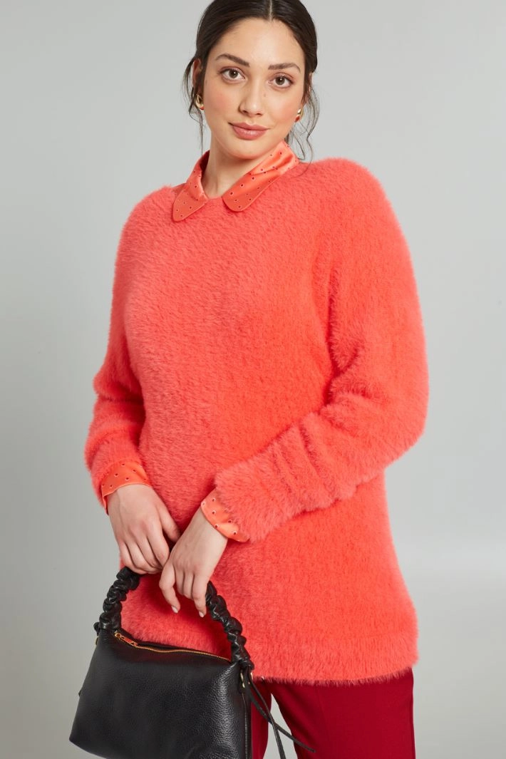Brushed sweater - CORAL