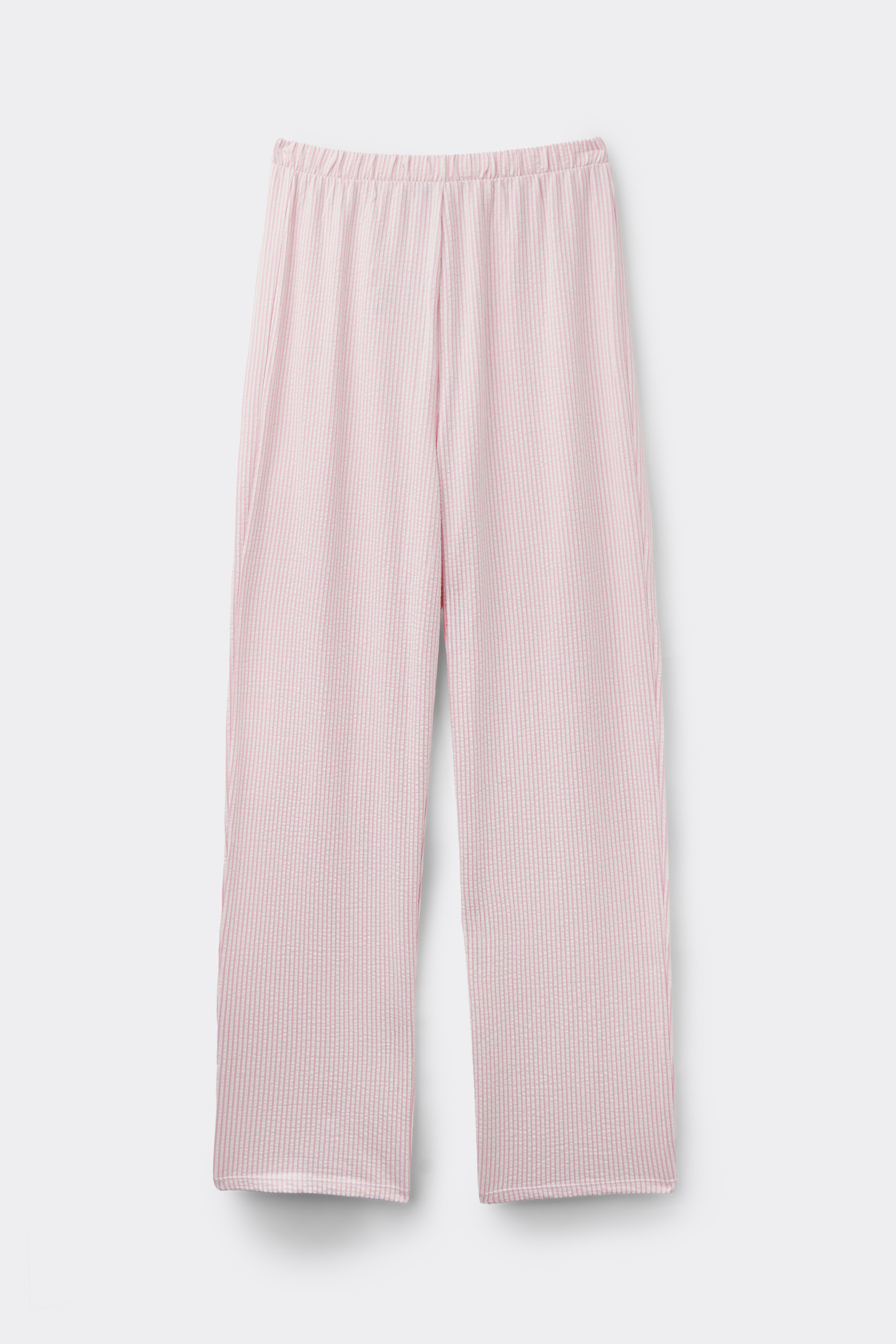 Crinkle Striped Cotton Trousers