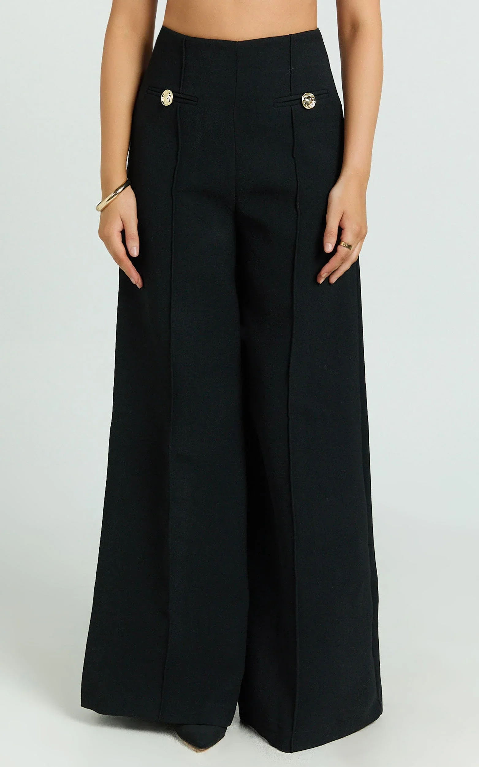 Clara Pants - High Waisted Wide Leg Pants in Black
