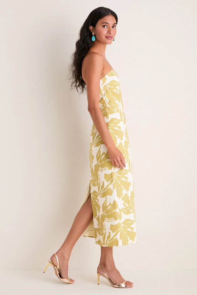 Olive & Cream Tropical Lowery Maxi Dress