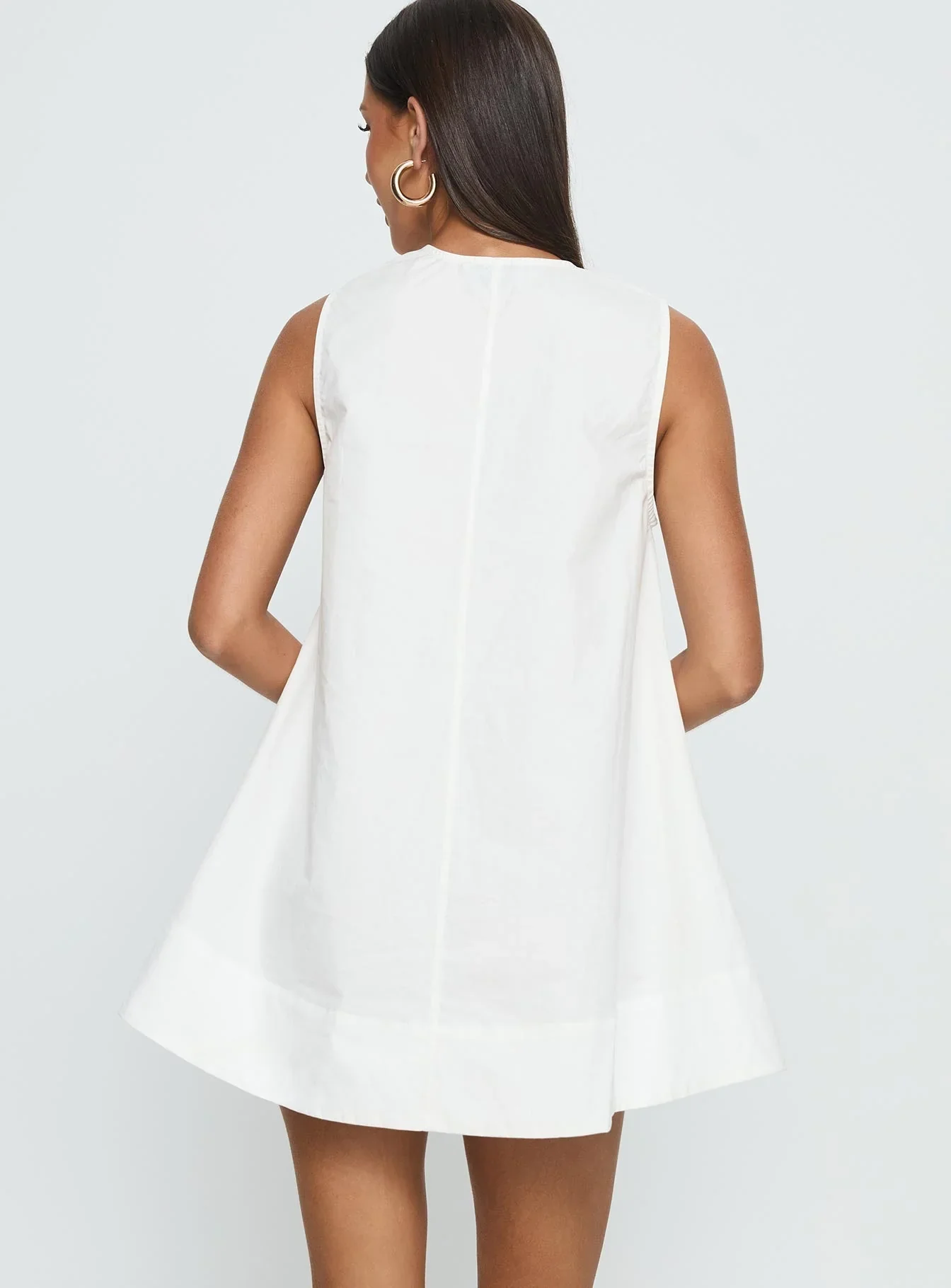 Eberta Ruched Baby Doll Mini Dress White