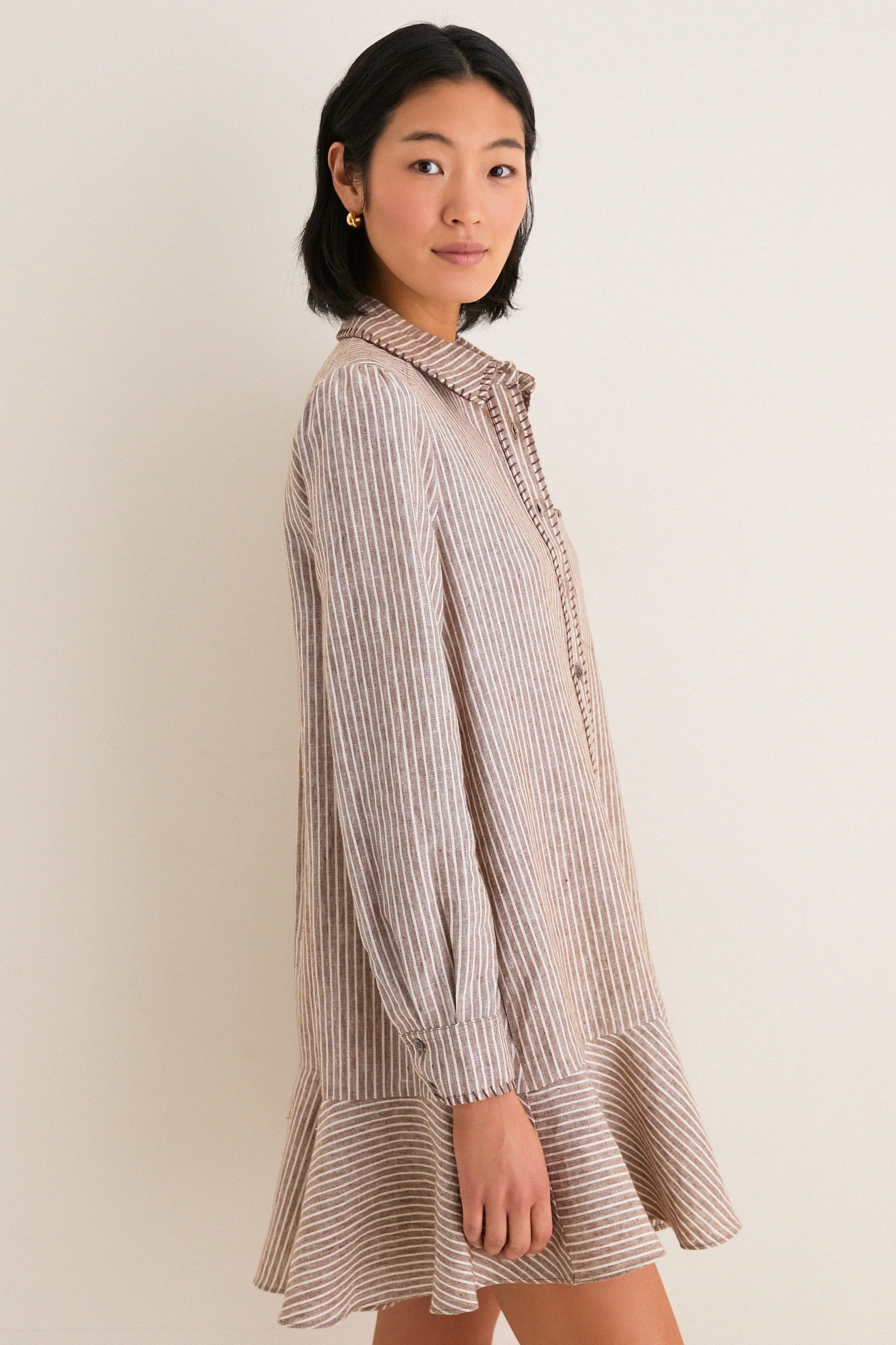 Cafe Stripe Whipstitch Callahan Shirt Dress