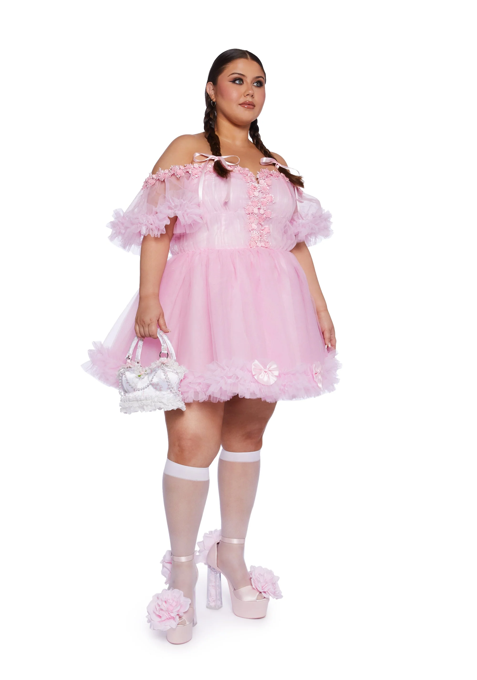 Winter Rose Mini Dress - Pink