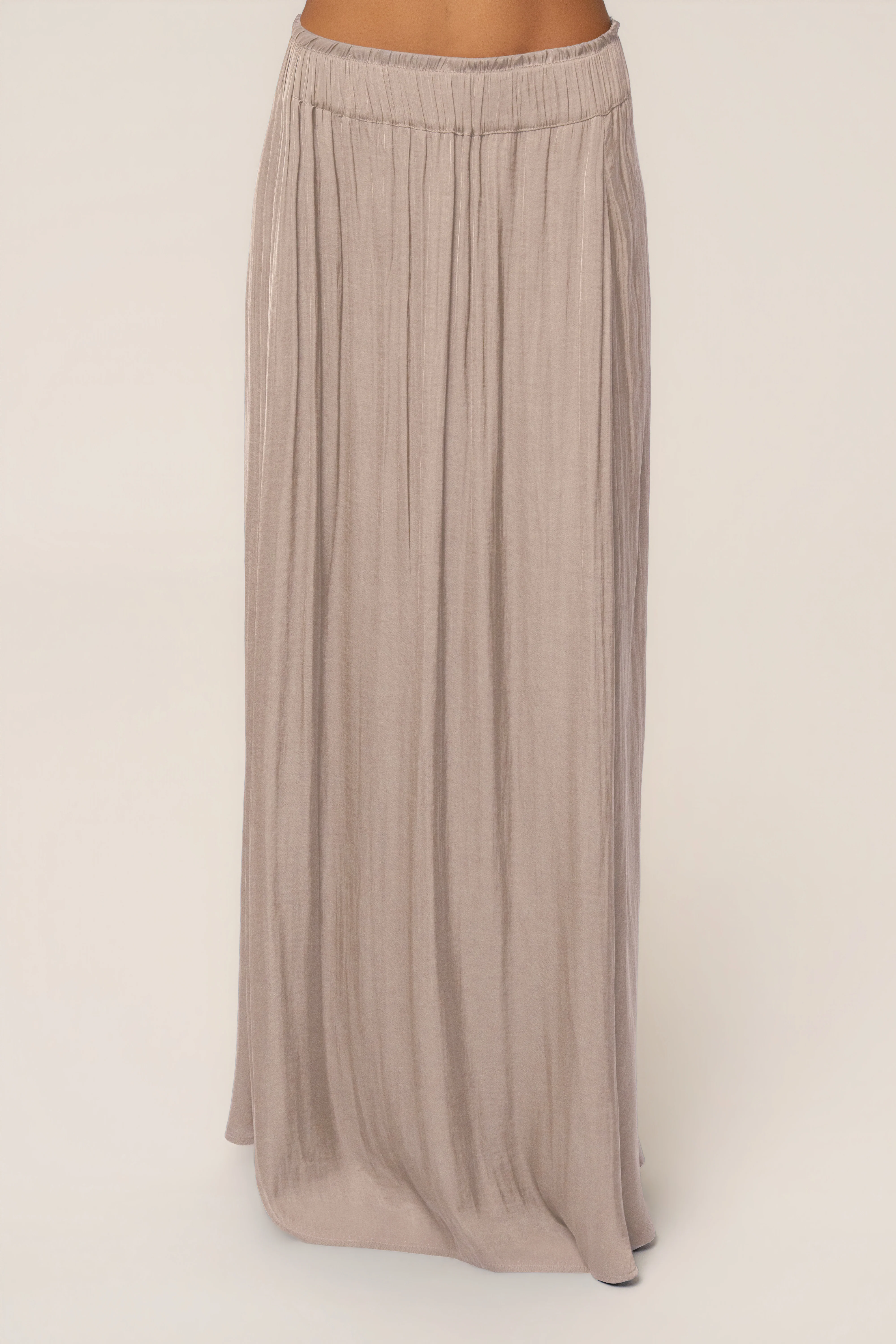Beige River Satin Maxi Skirt
