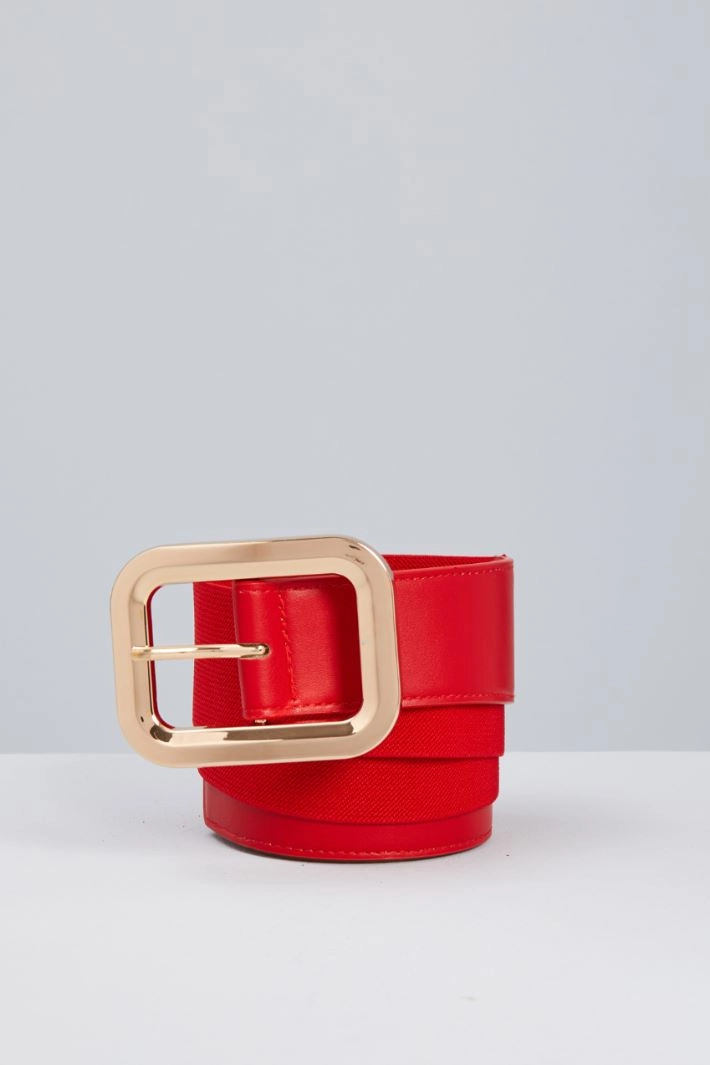 Elastic belt with buckle - RED
