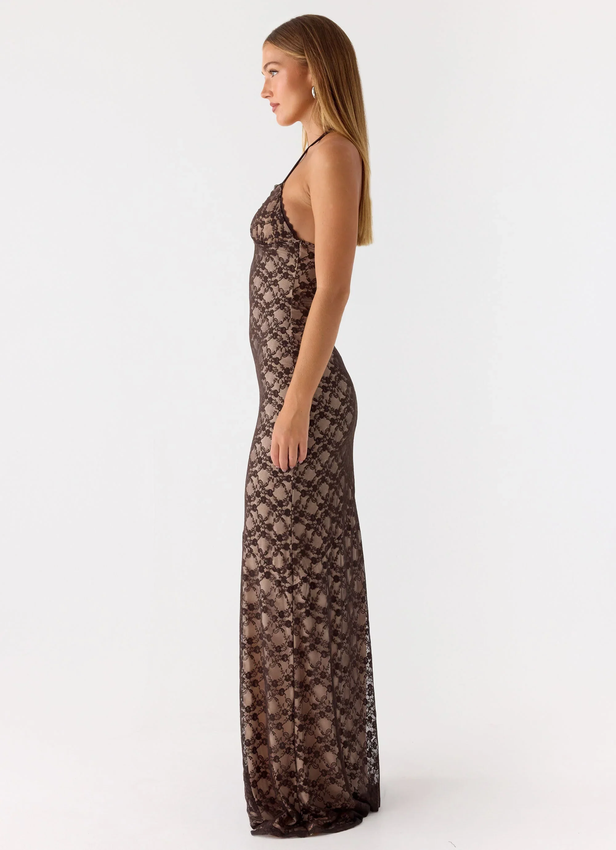 Zecca Lace Maxi Dress - Chocolate