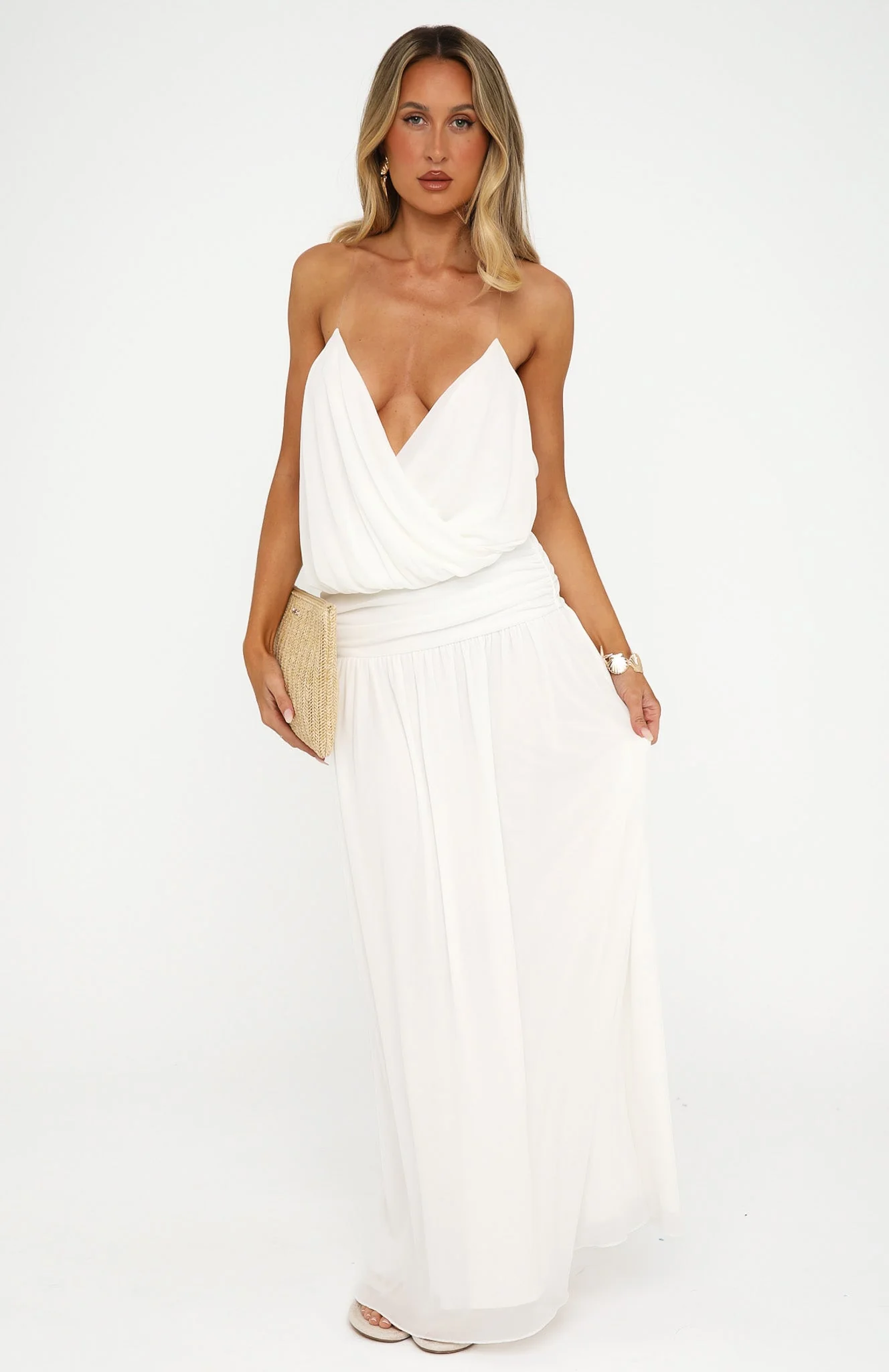 Peachy Keen Maxi Dress White