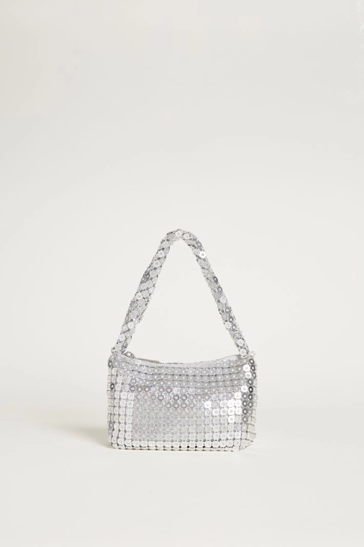 Rhinestone-embellished mesh mini bag - SILVER