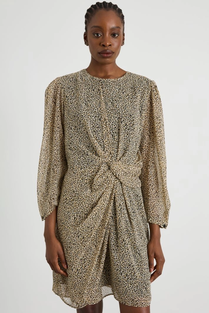 Draped georgette dress - BEIGE