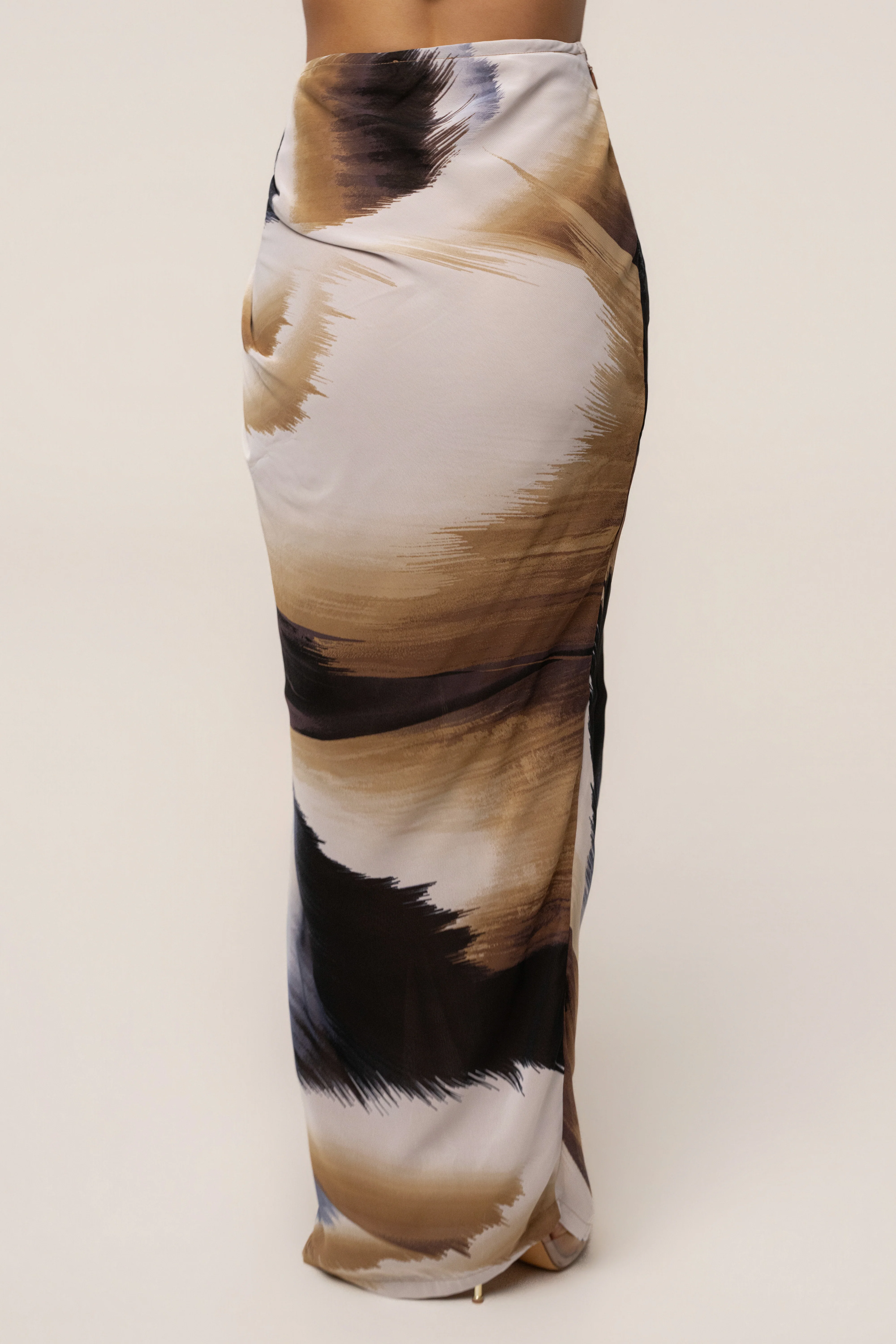 Brown Abstract Noelia Printed Skirt