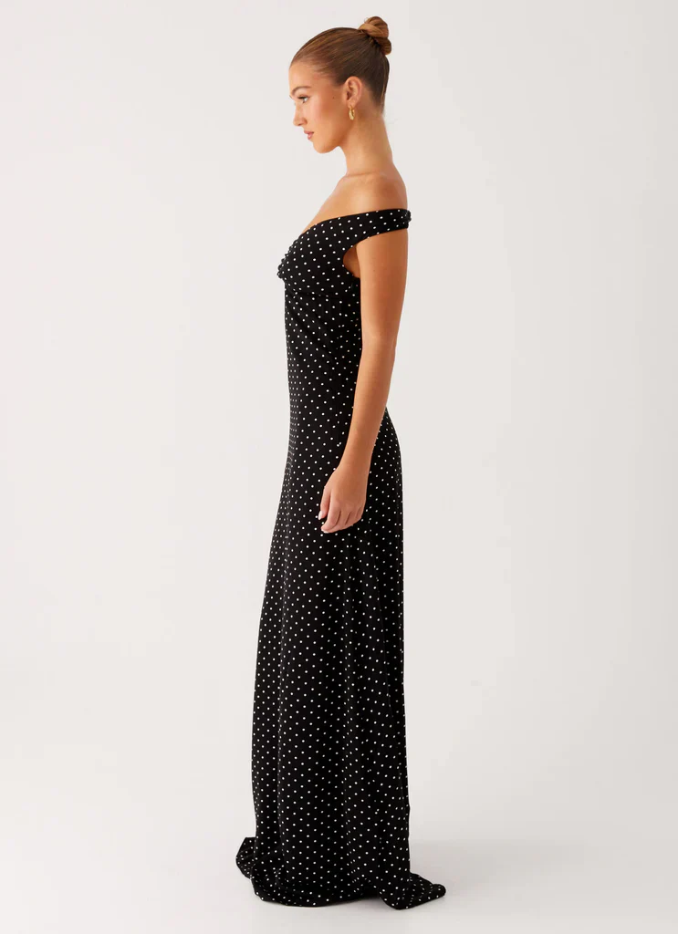Melany Maxi Dress - White Polkadot