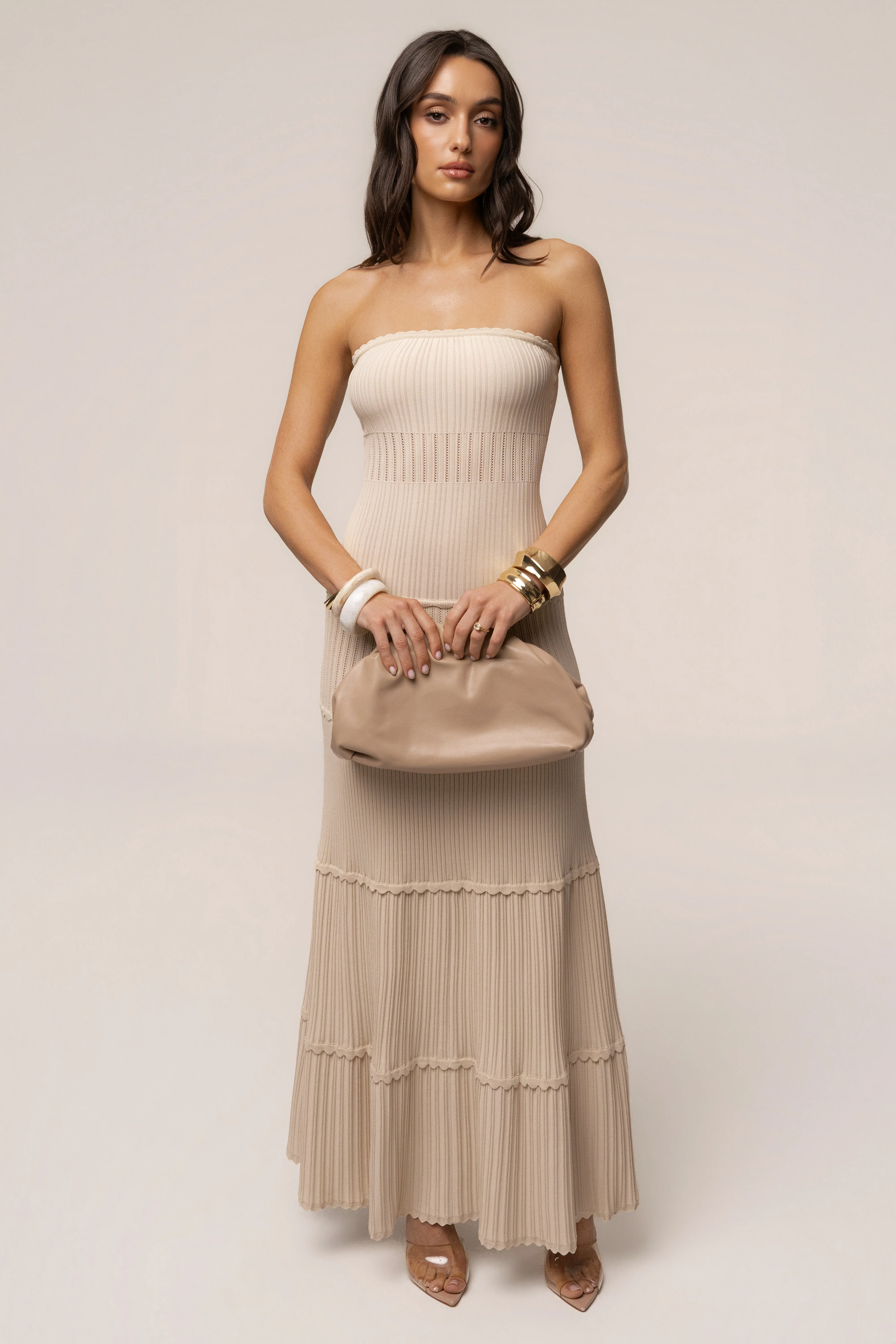 Cream Vienna Strapless Maxi Dress