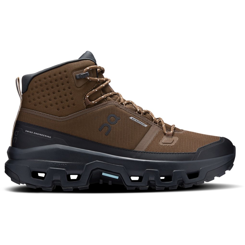 On Cloudrock Mid Waterproof Hiking Shoes Men - Earth | Black