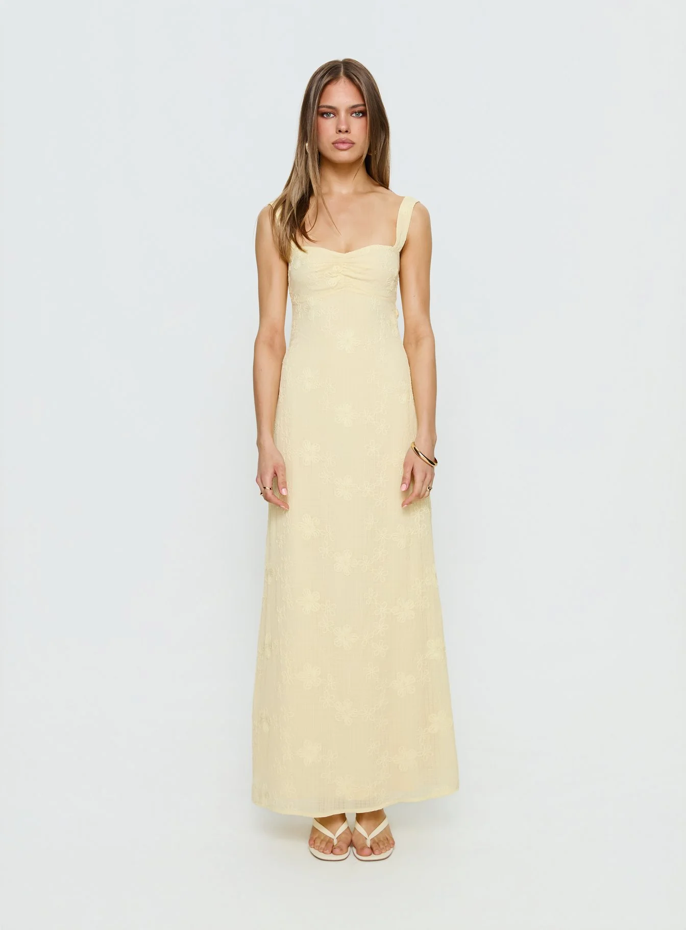 Maisone Broderie Maxi Dress Lemon