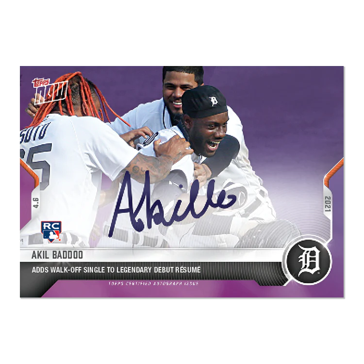 On-Card Auto # to 25 - Akil Baddoo - 2021 MLB TOPPS NOW® Card 36C