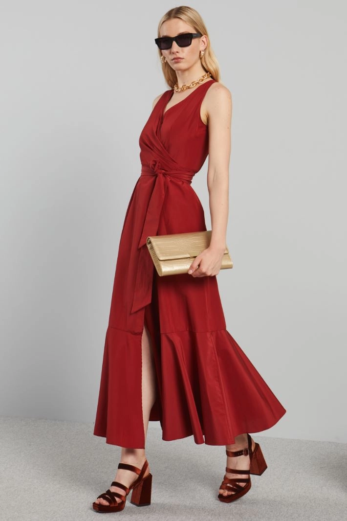 Long crossover dress - RED