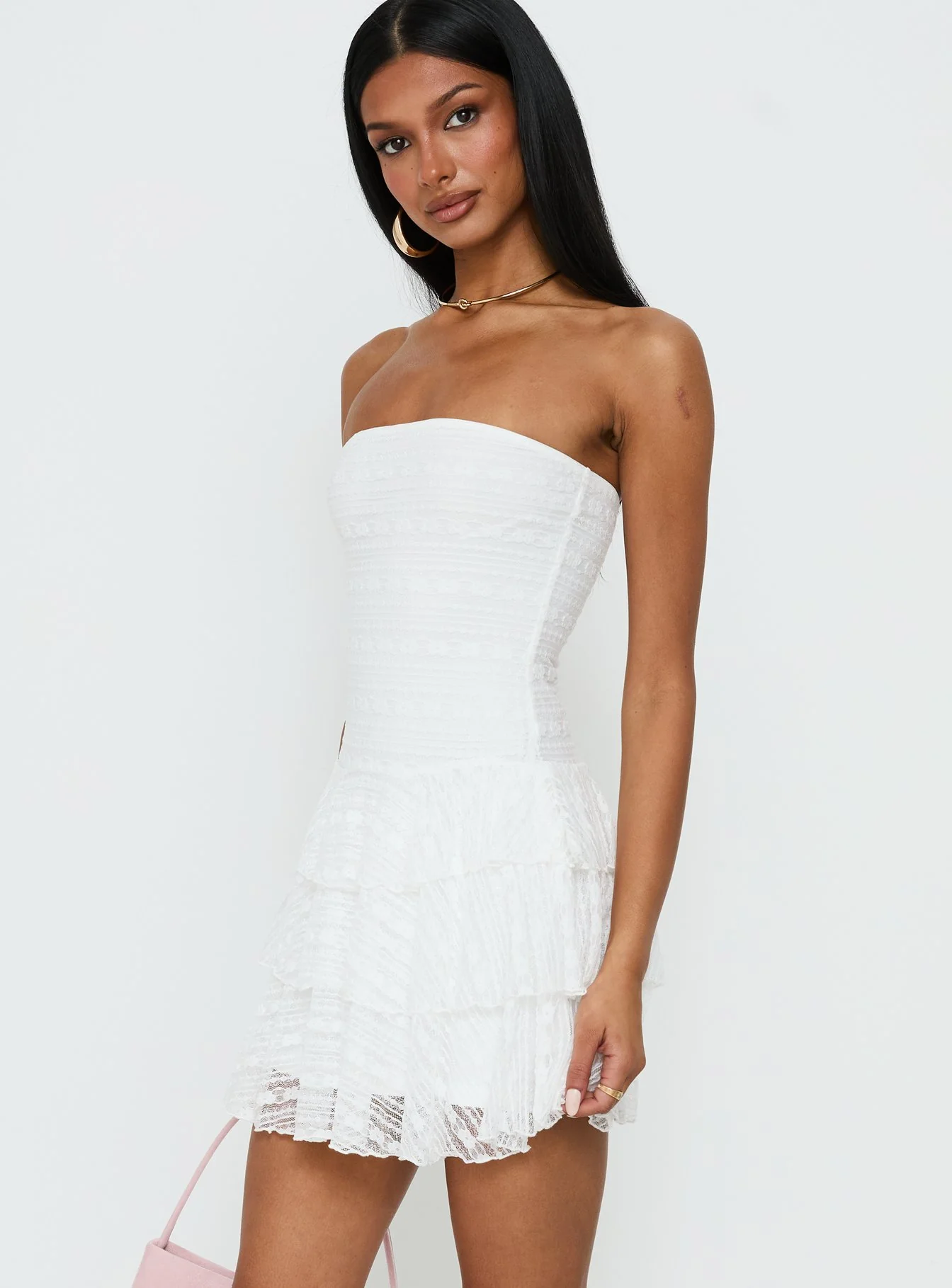 Emarie Strapless Mini Dress White