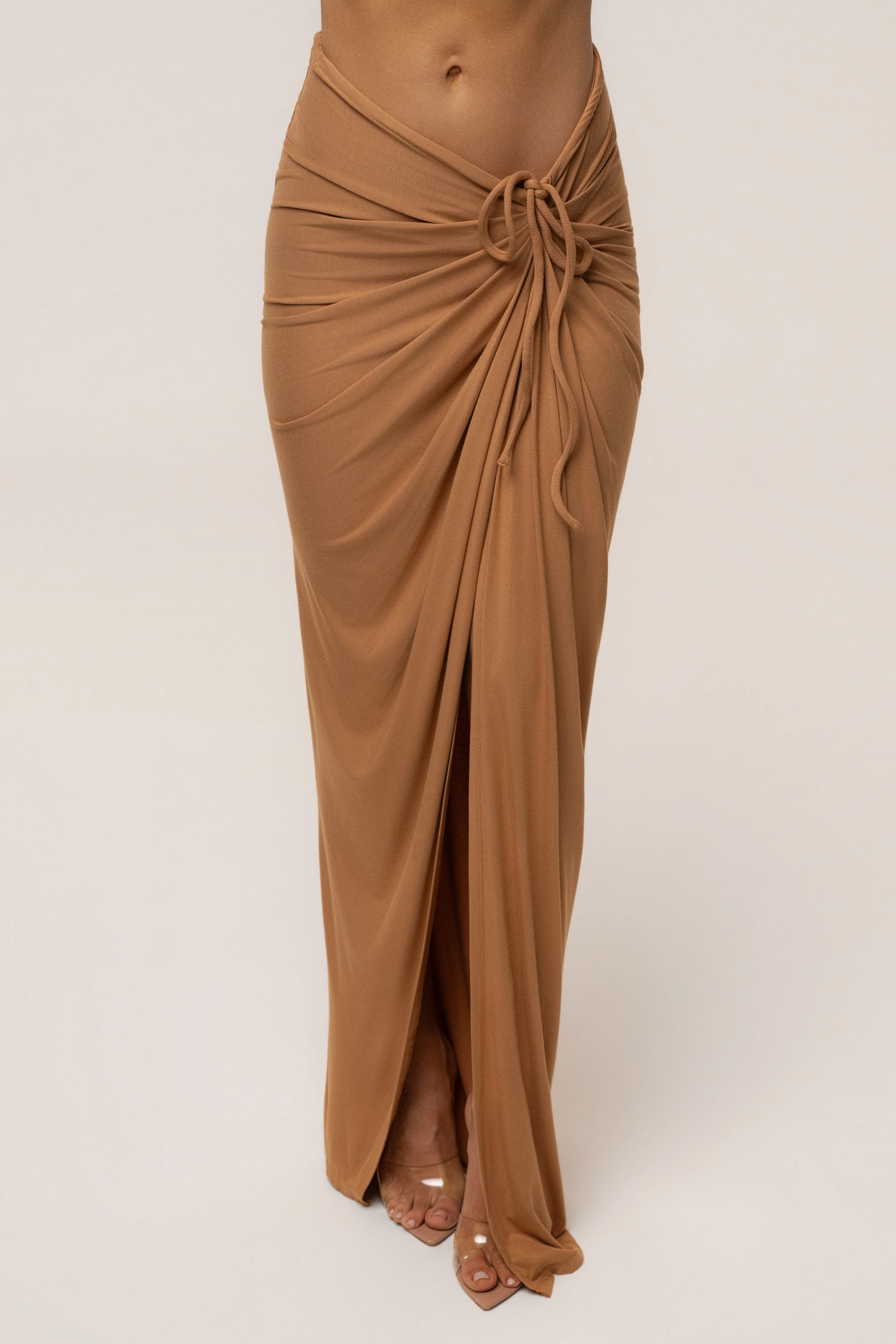 Tan Island Drape Maxi Skirt