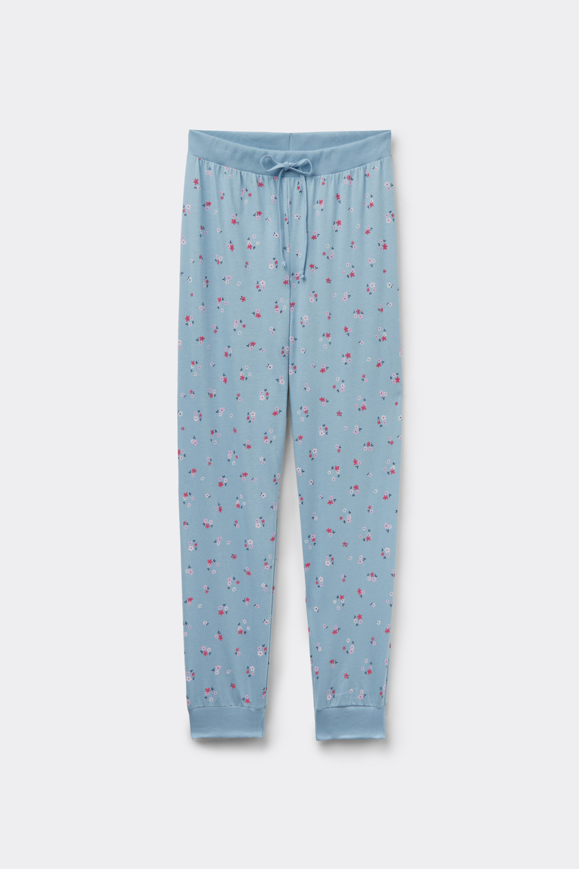 Long Printed Cotton Drawstring Trousers
