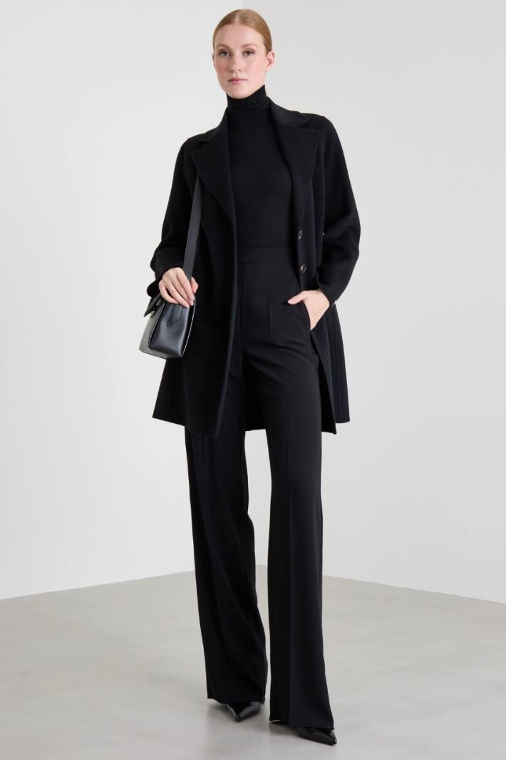 High waist straight  trousers - BLACK