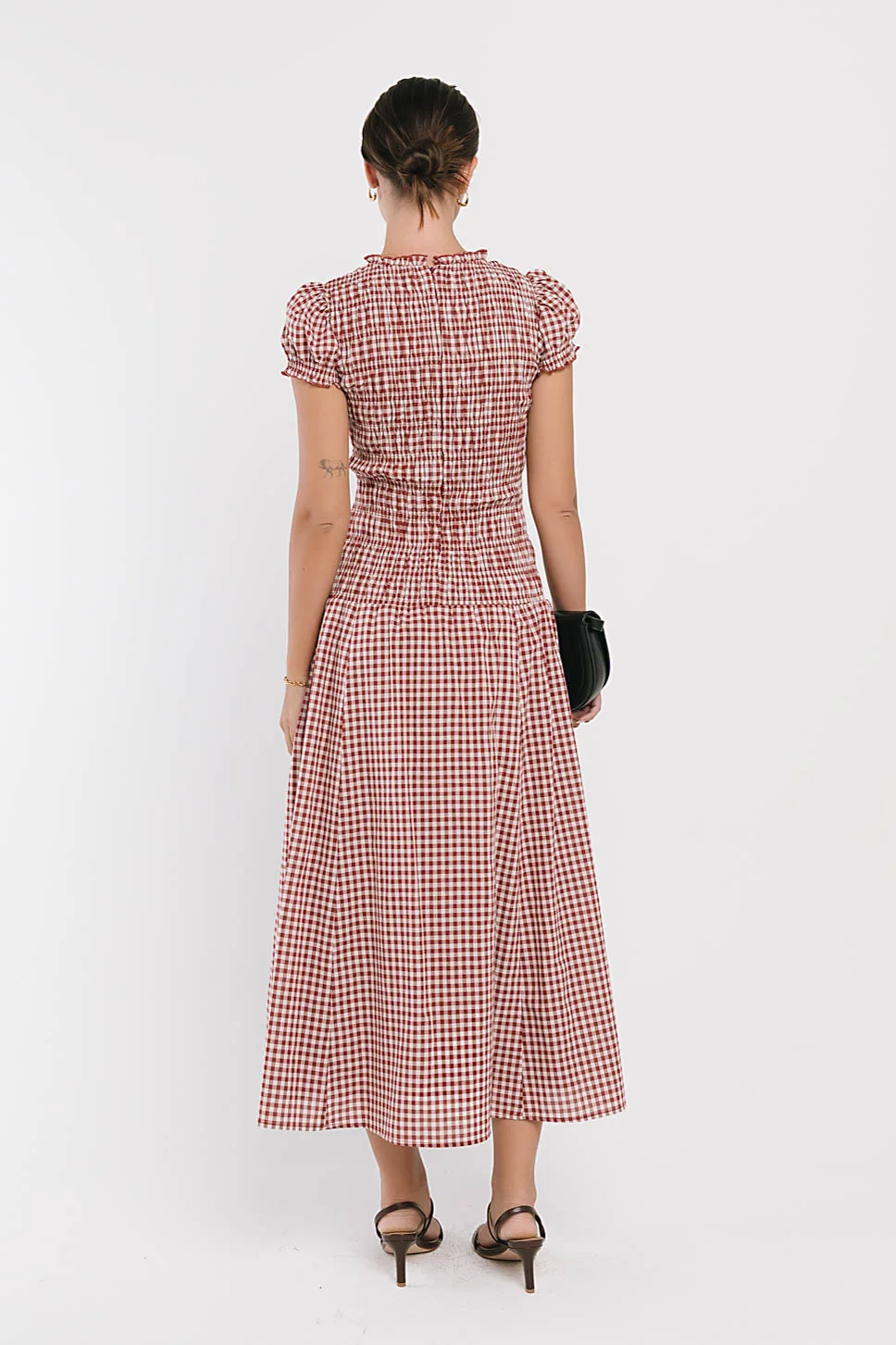 Opal Gingham Maxi Dress in Burgundy