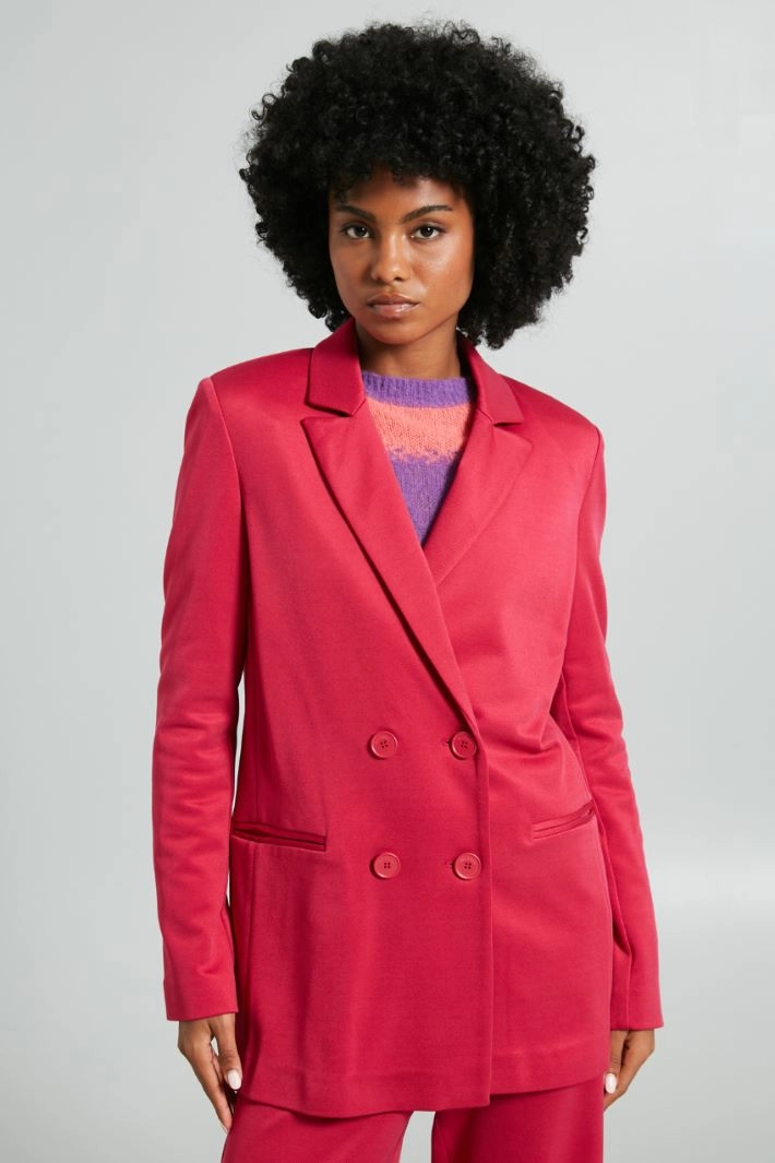 Diagonal-weave jersey blazer - FUCHSIA